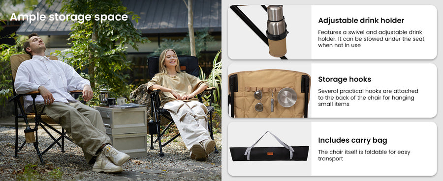 KingCamp GUAVA Padded High Back Folding Chair