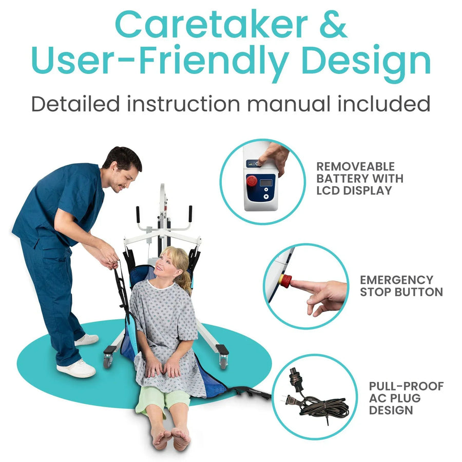 Electric Patient Lift, 400 lb Capacity, Battery Powered