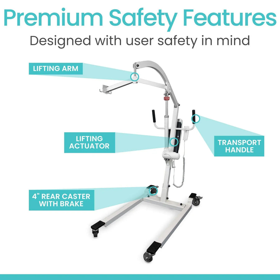 Electric Patient Lift, 400 lb Capacity, Battery Powered