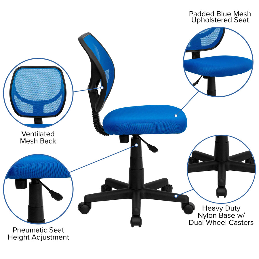 Low Back Mesh Swivel Task Office Chair with Curved Square Back