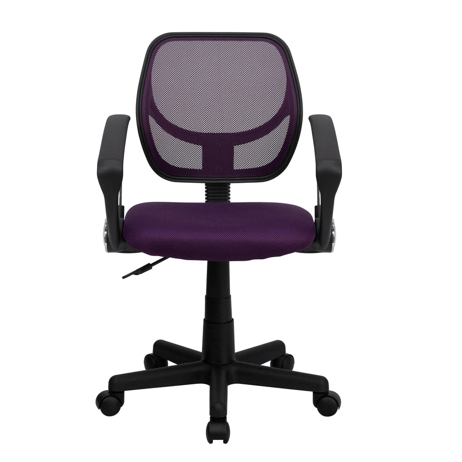 Low Back Mesh Swivel Task Office Chair with Curved Square Back and Arms