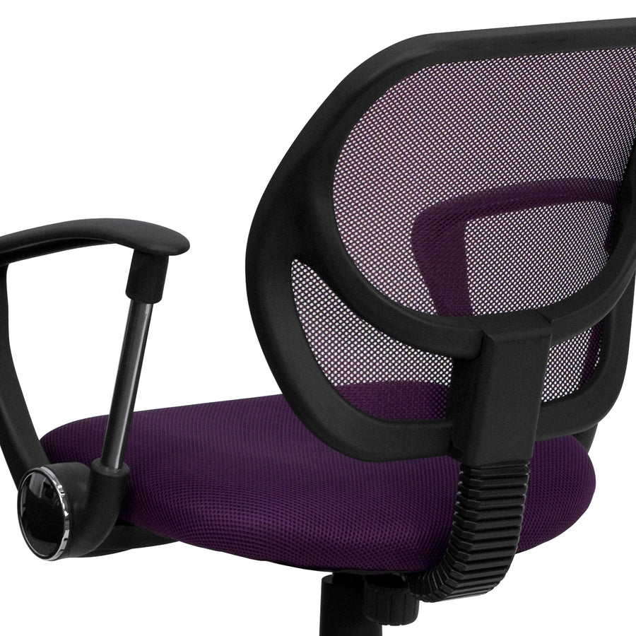 Low Back Mesh Swivel Task Office Chair with Curved Square Back and Arms