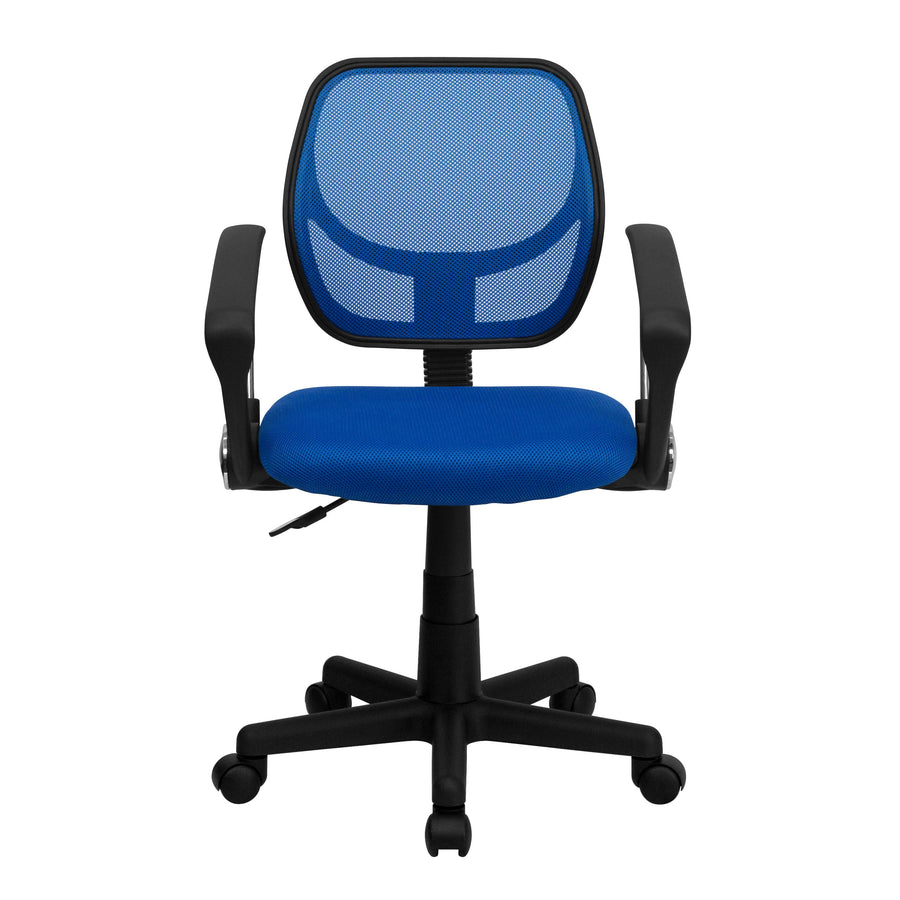 Low Back Mesh Swivel Task Office Chair with Curved Square Back and Arms