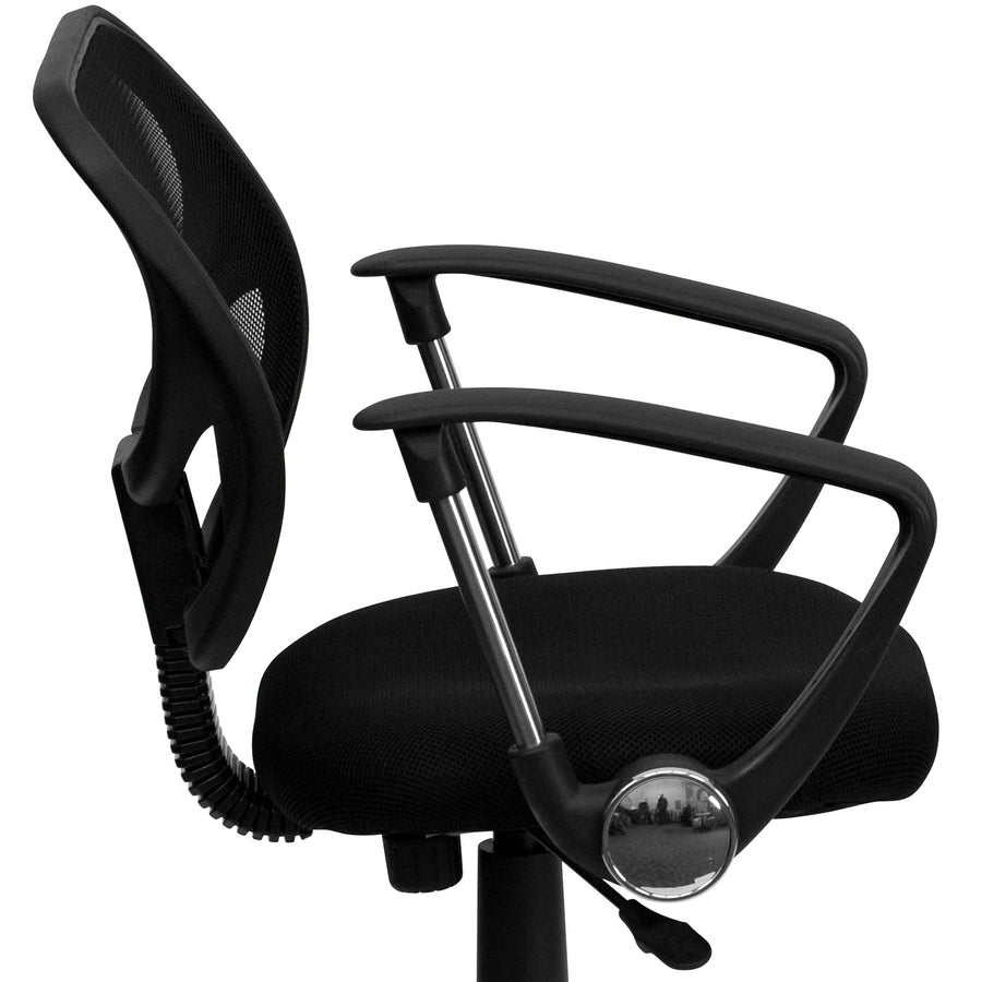 Low Back Mesh Swivel Task Office Chair with Curved Square Back and Arms