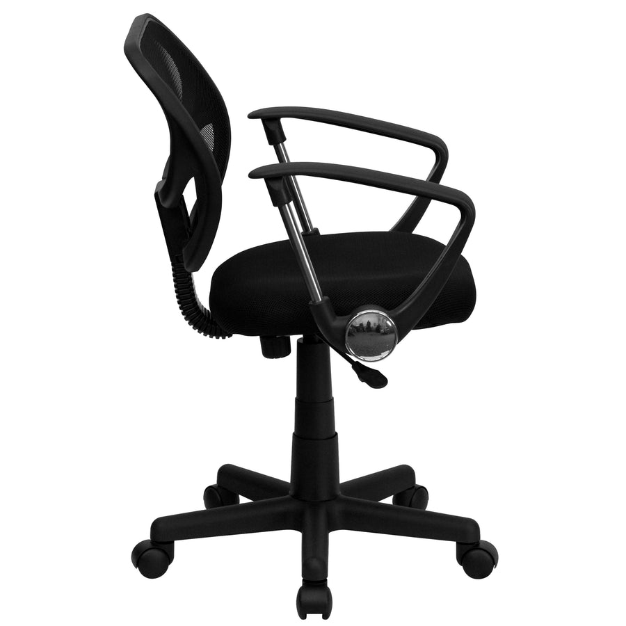 Low Back Mesh Swivel Task Office Chair with Curved Square Back and Arms