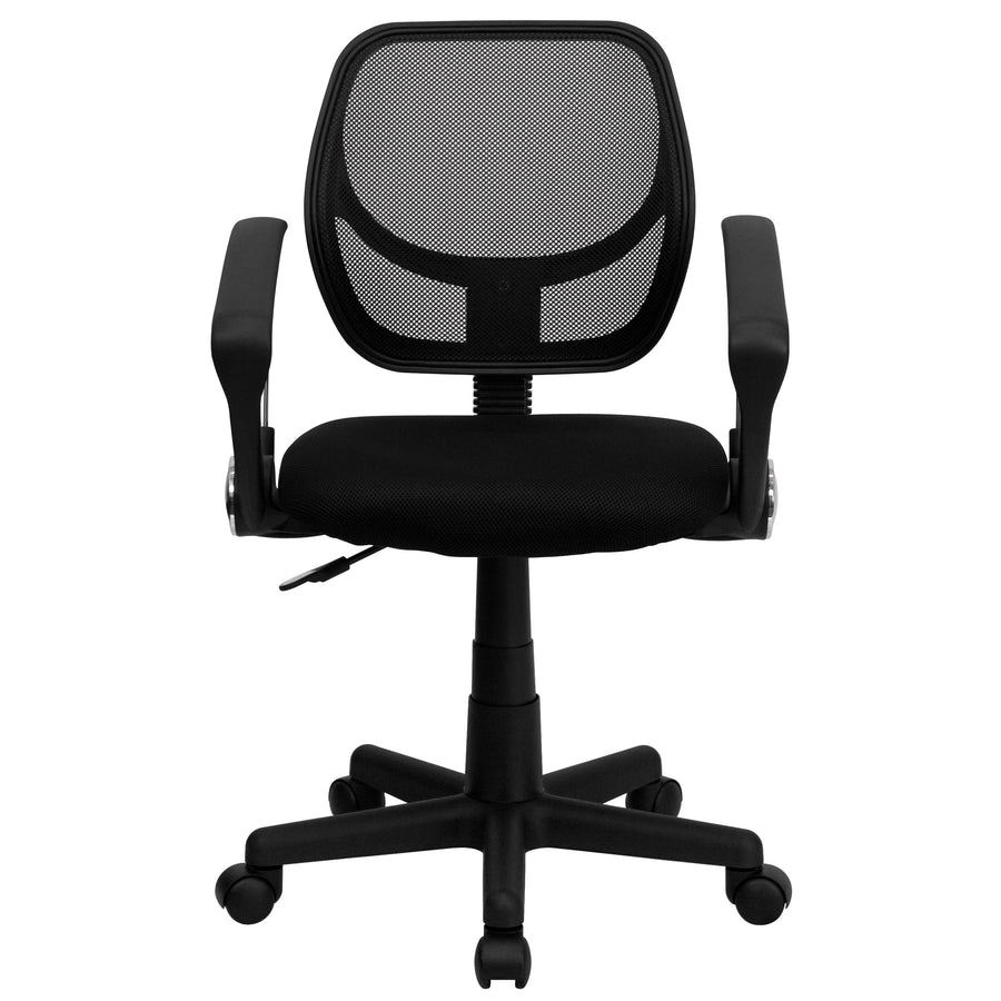 Low Back Mesh Swivel Task Office Chair with Curved Square Back and Arms
