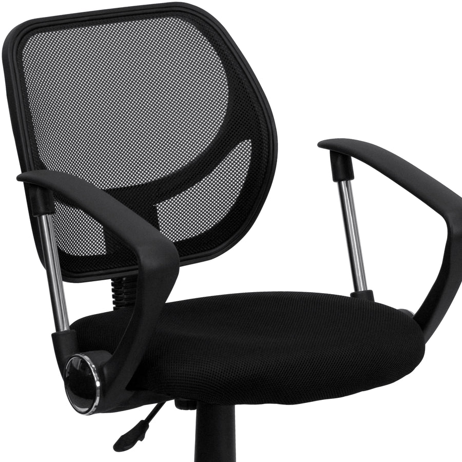 Low Back Mesh Swivel Task Office Chair with Curved Square Back and Arms