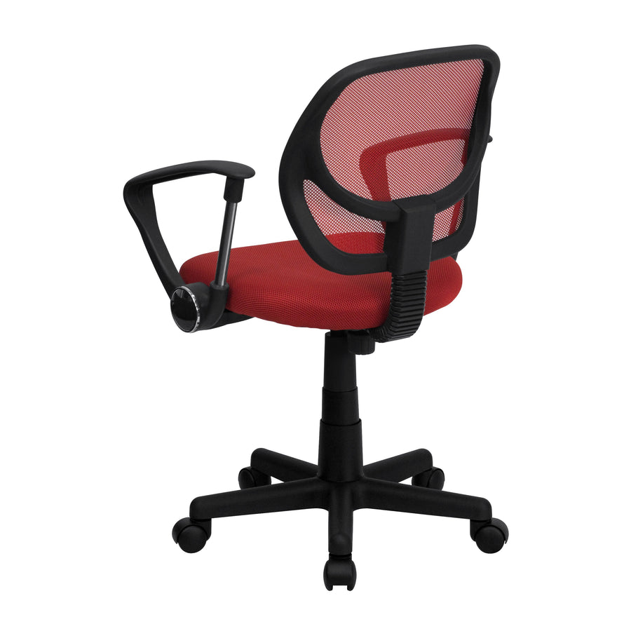 Low Back Mesh Swivel Task Office Chair with Curved Square Back and Arms