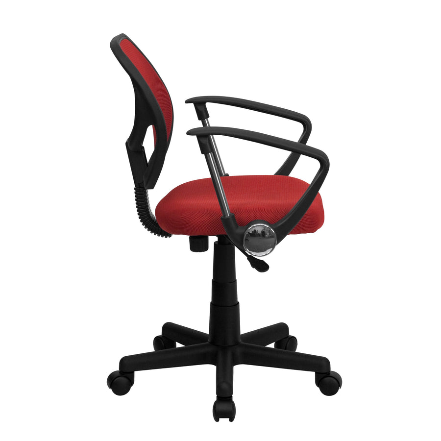 Low Back Mesh Swivel Task Office Chair with Curved Square Back and Arms