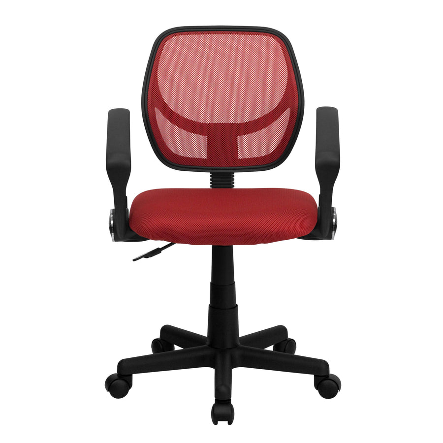 Low Back Mesh Swivel Task Office Chair with Curved Square Back and Arms