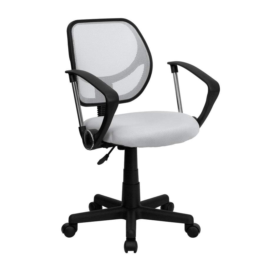 Low Back Mesh Swivel Task Office Chair with Curved Square Back and Arms