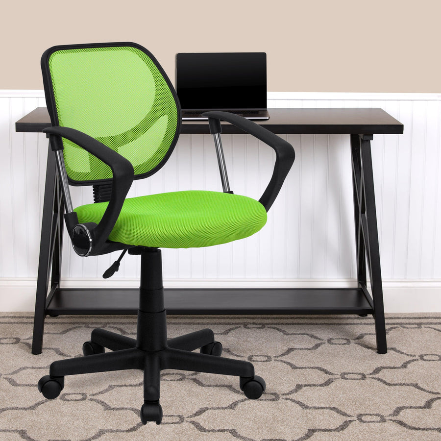 Low Back Mesh Swivel Task Office Chair with Curved Square Back and Arms