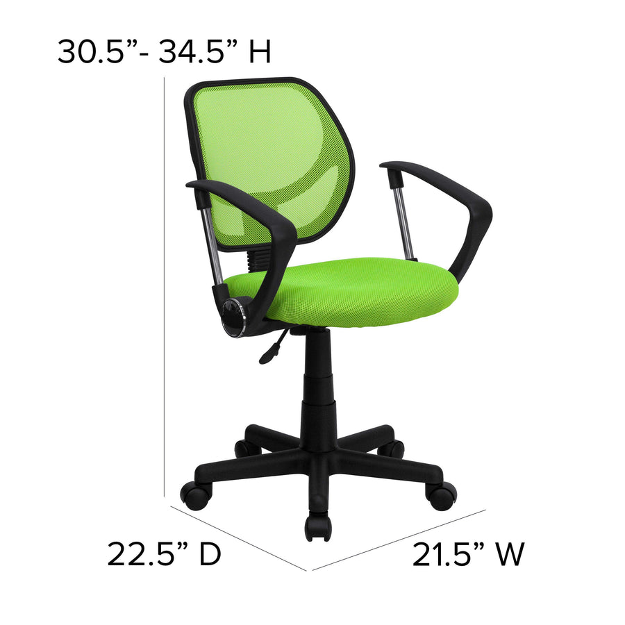 Low Back Mesh Swivel Task Office Chair with Curved Square Back and Arms
