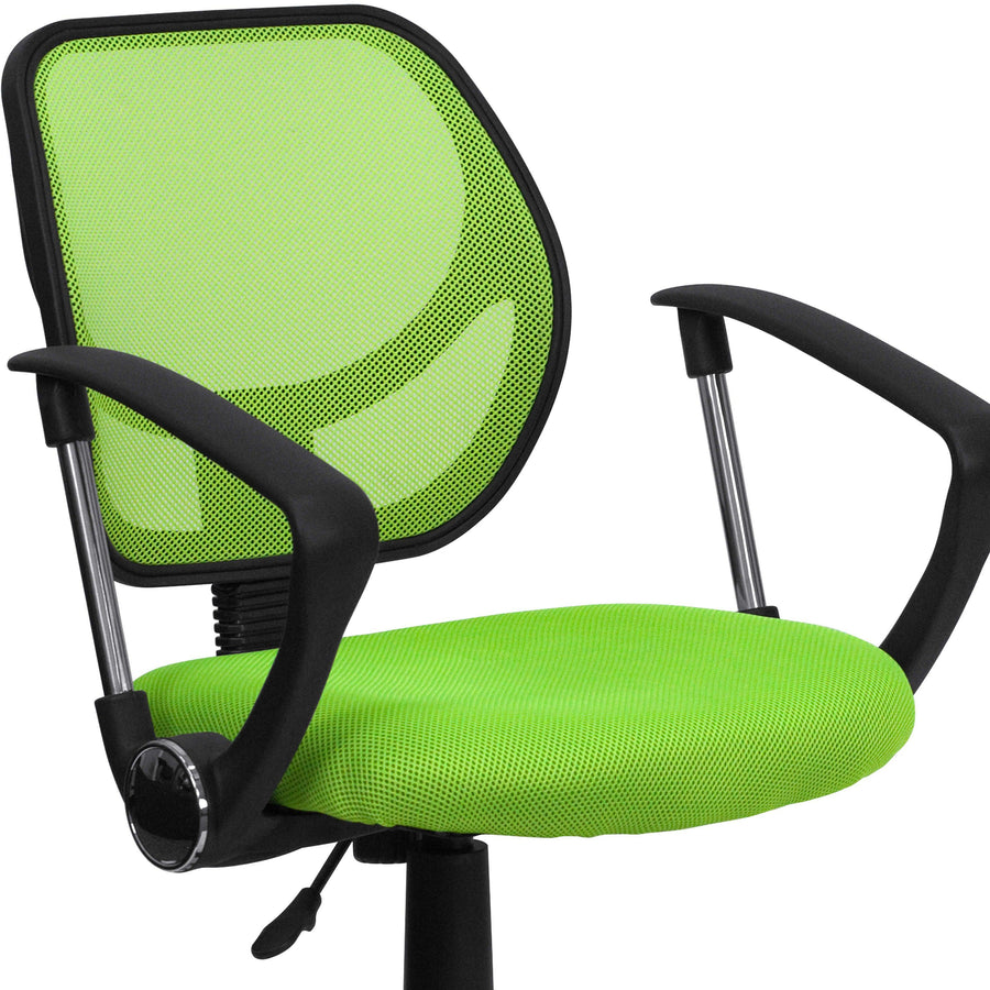 Low Back Mesh Swivel Task Office Chair with Curved Square Back and Arms
