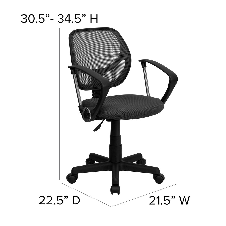 Low Back Mesh Swivel Task Office Chair with Curved Square Back and Arms