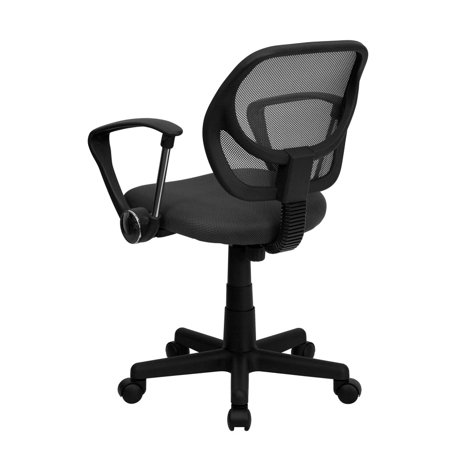 Low Back Mesh Swivel Task Office Chair with Curved Square Back and Arms
