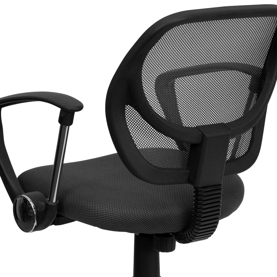 Low Back Mesh Swivel Task Office Chair with Curved Square Back and Arms