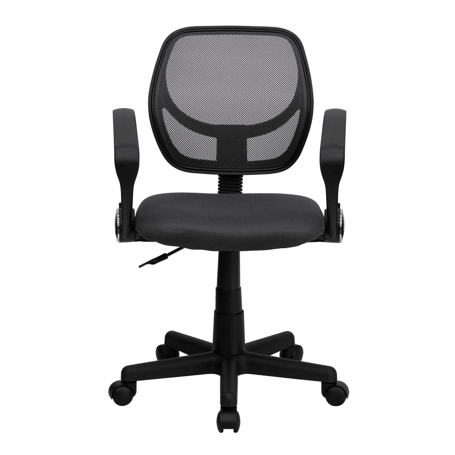 Low Back Mesh Swivel Task Office Chair with Curved Square Back and Arms