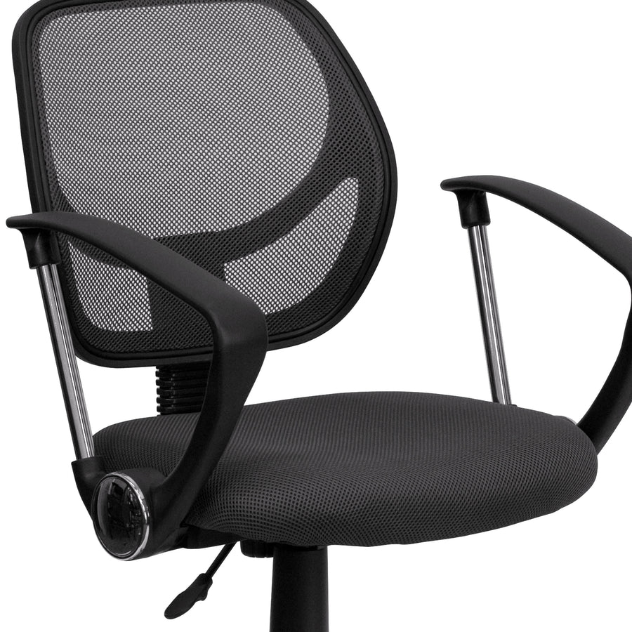Low Back Mesh Swivel Task Office Chair with Curved Square Back and Arms