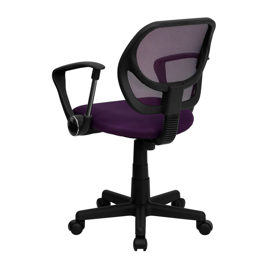 Low Back Mesh Swivel Task Office Chair with Curved Square Back and Arms