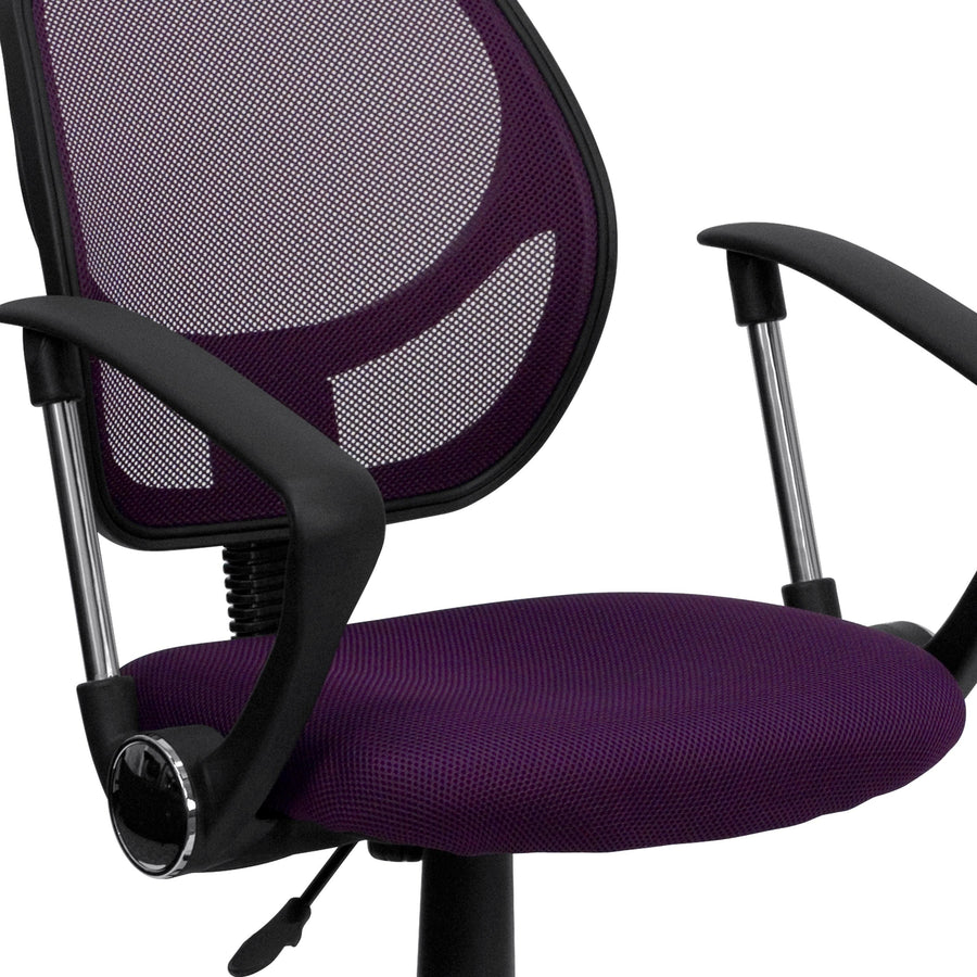 Low Back Mesh Swivel Task Office Chair with Curved Square Back and Arms