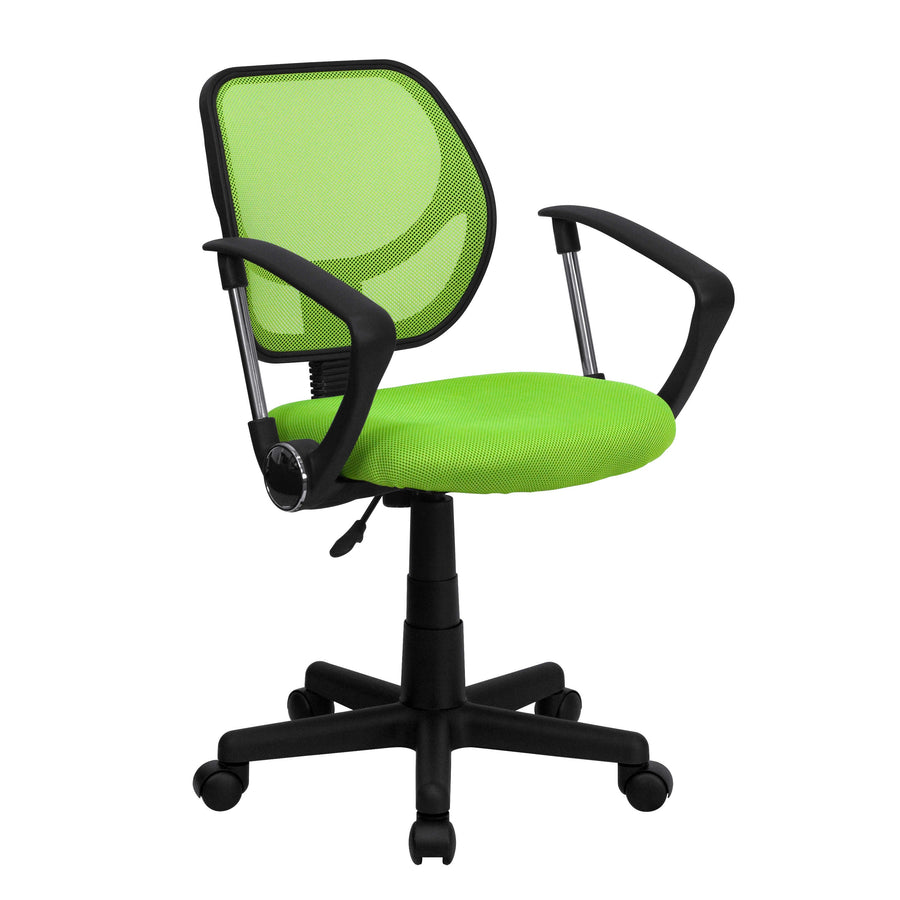 Low Back Mesh Swivel Task Office Chair with Curved Square Back and Arms