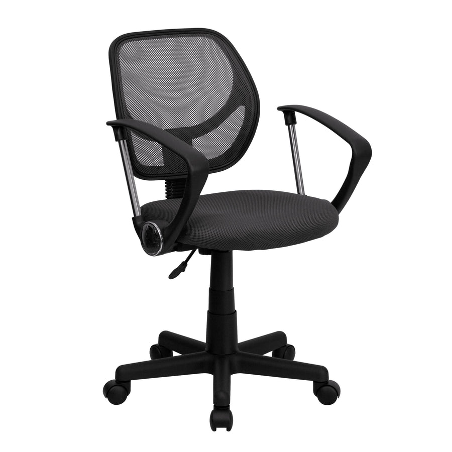 Low Back Mesh Swivel Task Office Chair with Curved Square Back and Arms