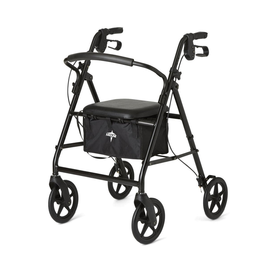 Medline Standard Steel Folding Rollator Adult Rolling Walker