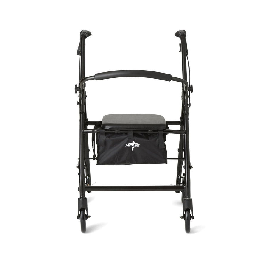 Medline Standard Steel Folding Rollator Adult Rolling Walker