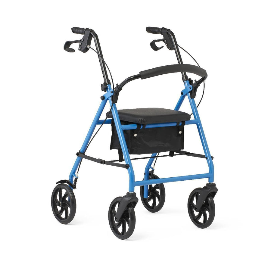 Medline Standard Steel Folding Rollator Adult Rolling Walker