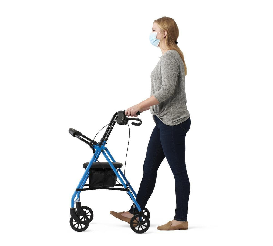 Medline Standard Steel Folding Rollator Adult Rolling Walker