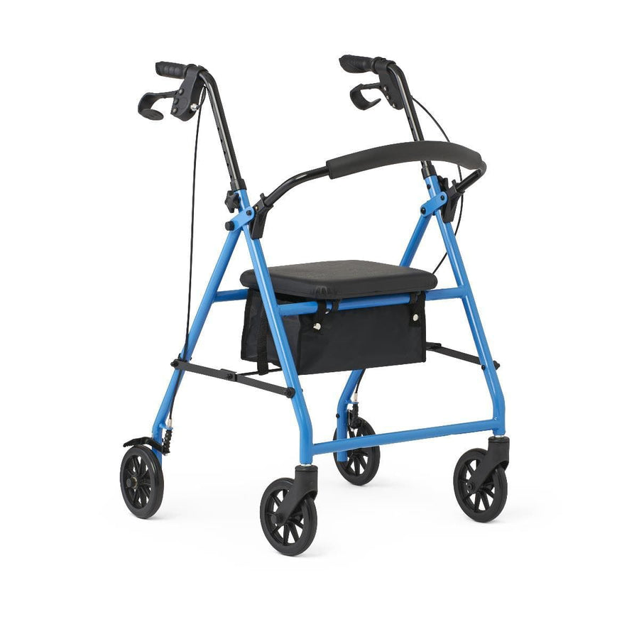 Medline Standard Steel Folding Rollator Adult Rolling Walker