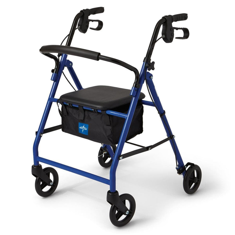 Medline Standard Steel Folding Rollator Adult Rolling Walker