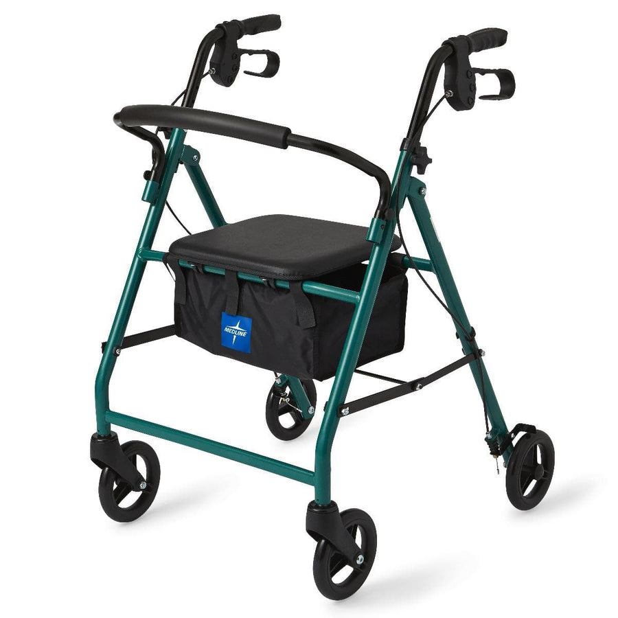 Medline Standard Steel Folding Rollator Adult Rolling Walker