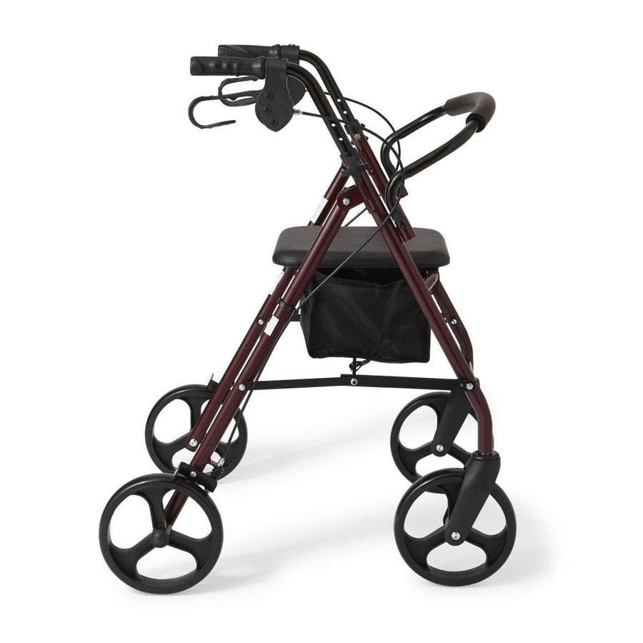 Medline Standard Steel Folding Rollator Adult Rolling Walker