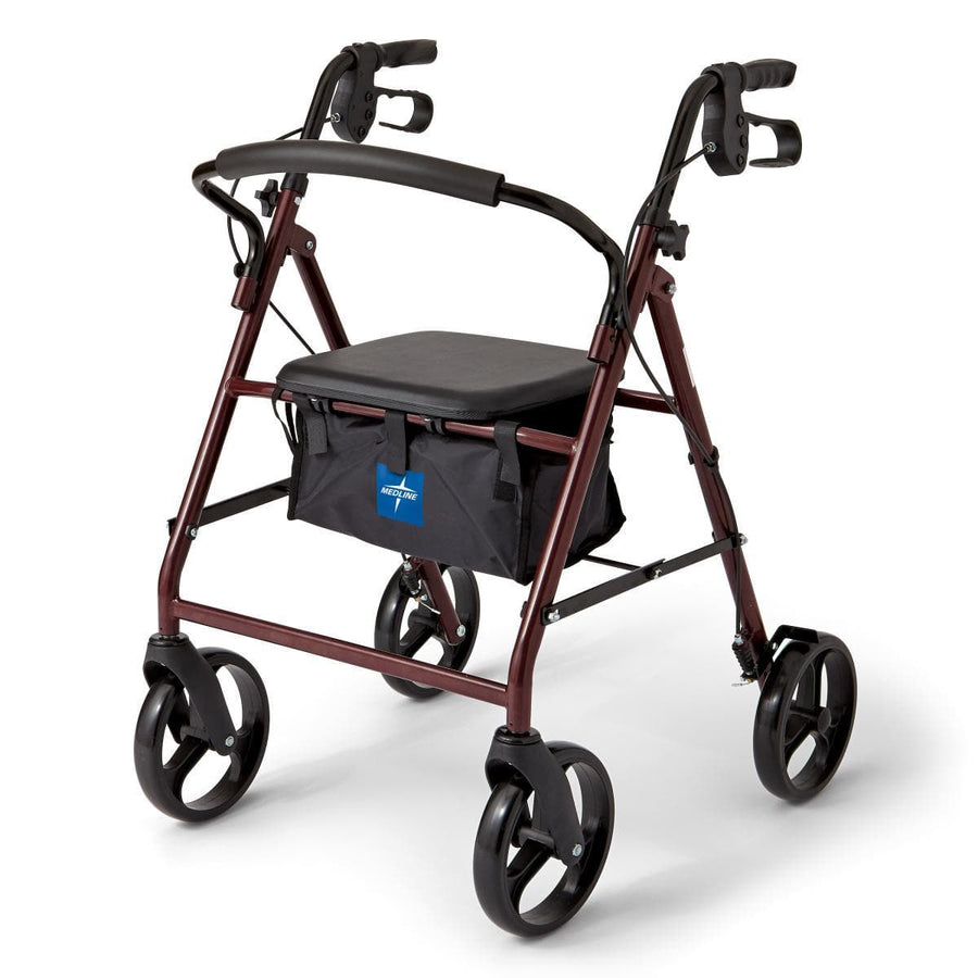 Medline Standard Steel Folding Rollator Adult Rolling Walker