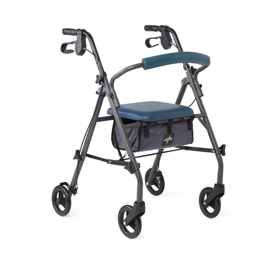 Medline Standard Steel Folding Rollator with Microban Treatment