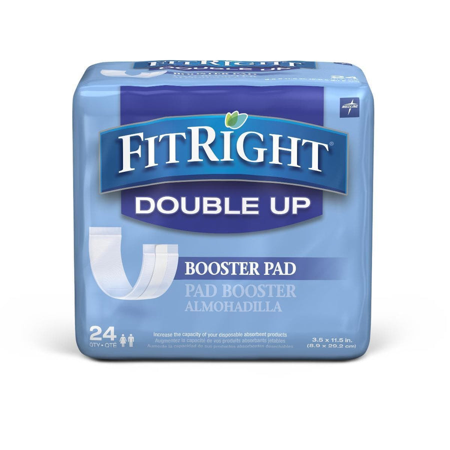 FitRight Double Up Thin Incontinence Booster Pads - Case of 192 Pads