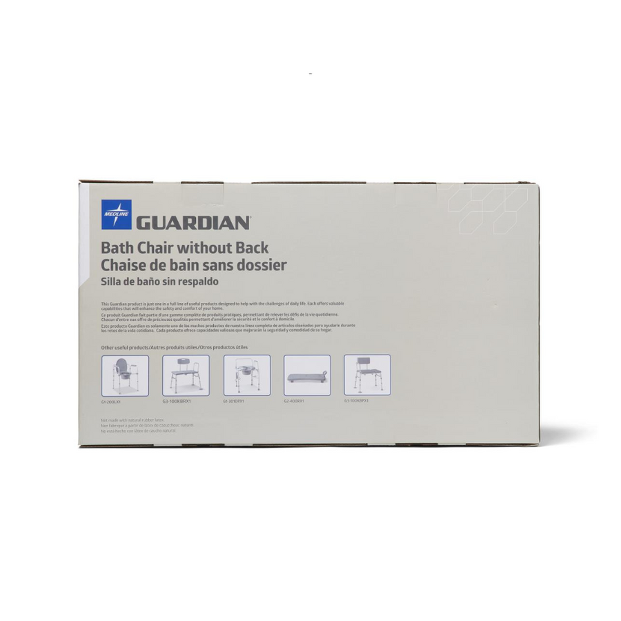 Medline Aluminum Lightweight Bath Benches with Nonslip Suction Cup Tips