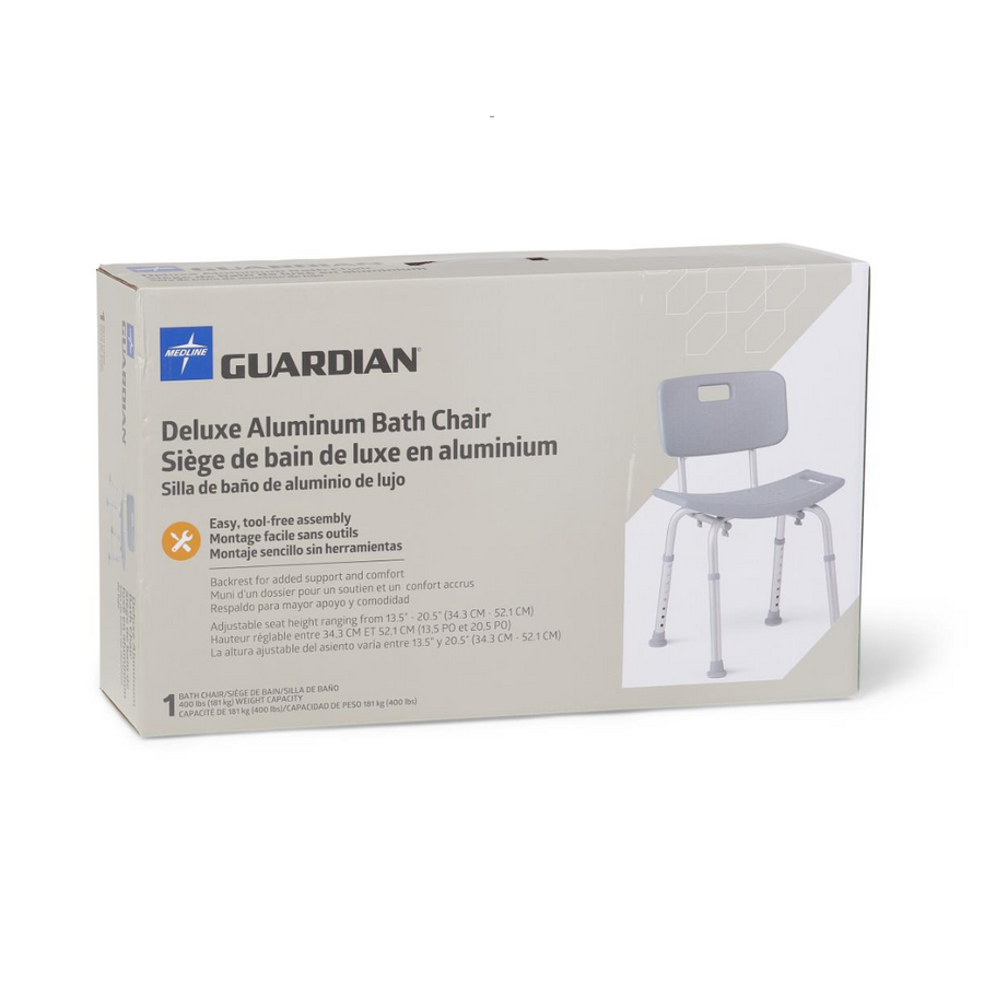 Medline Aluminum Lightweight Bath Benches with Nonslip Suction Cup Tips
