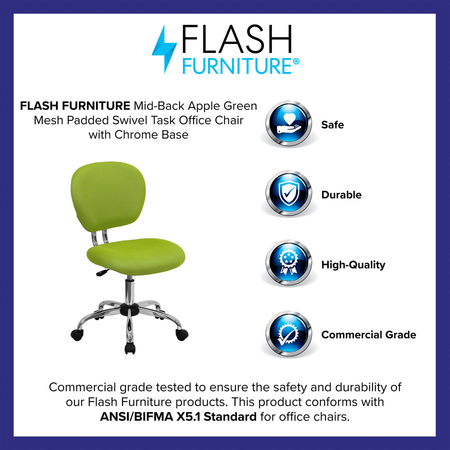 Mid-Back Mesh Padded Swivel Task Office Chair with Chrome Base