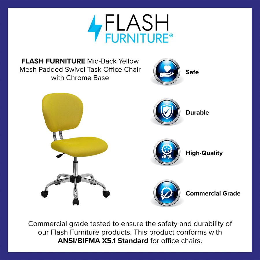 Mid-Back Mesh Padded Swivel Task Office Chair with Chrome Base