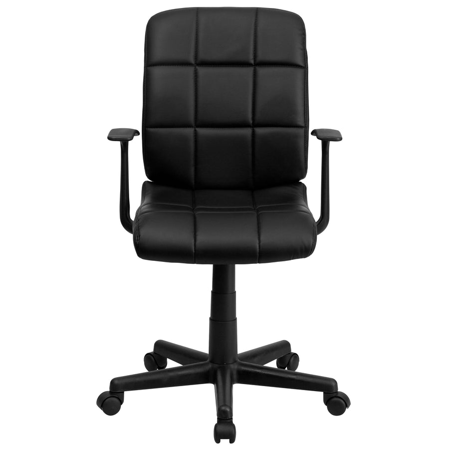 Mid-Back Quilted Vinyl Swivel Task Office Chair with Arms