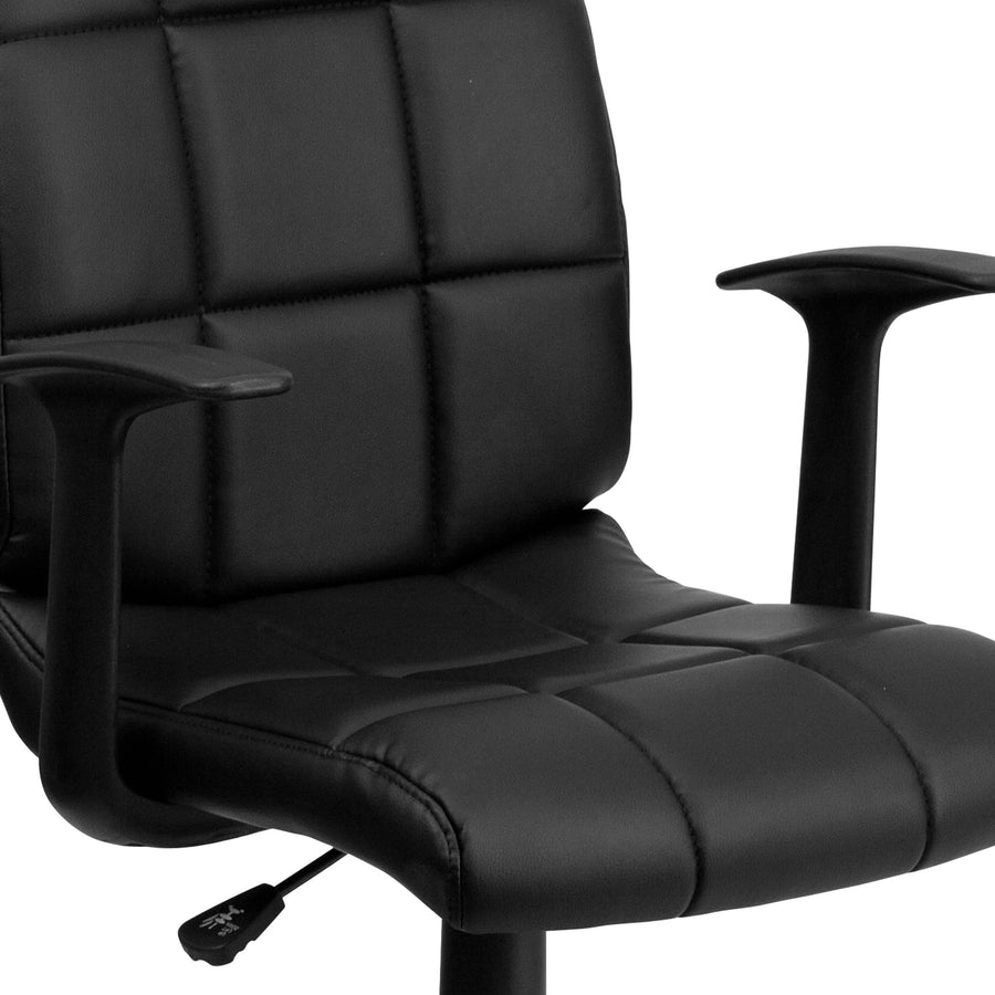 Mid-Back Quilted Vinyl Swivel Task Office Chair with Arms