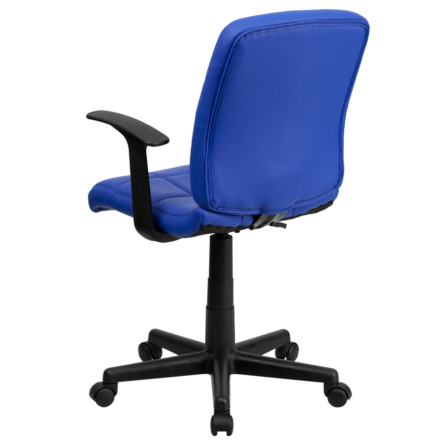 Mid-Back Quilted Vinyl Swivel Task Office Chair with Arms