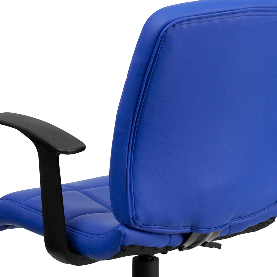 Mid-Back Quilted Vinyl Swivel Task Office Chair with Arms