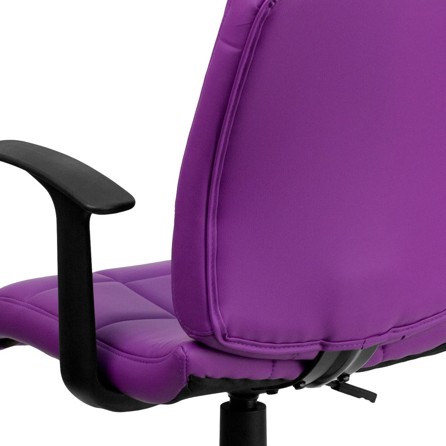 Mid-Back Quilted Vinyl Swivel Task Office Chair with Arms