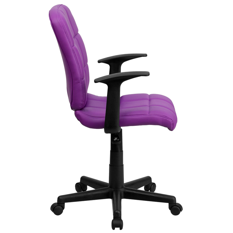 Mid-Back Quilted Vinyl Swivel Task Office Chair with Arms