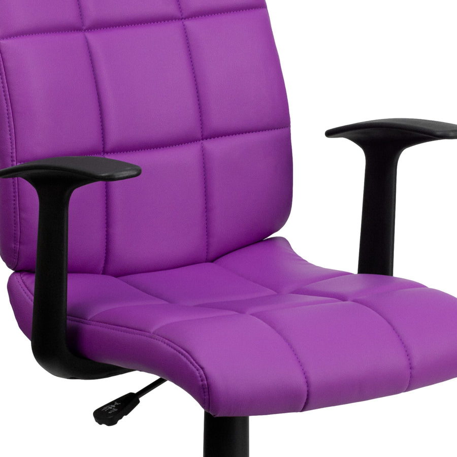 Mid-Back Quilted Vinyl Swivel Task Office Chair with Arms