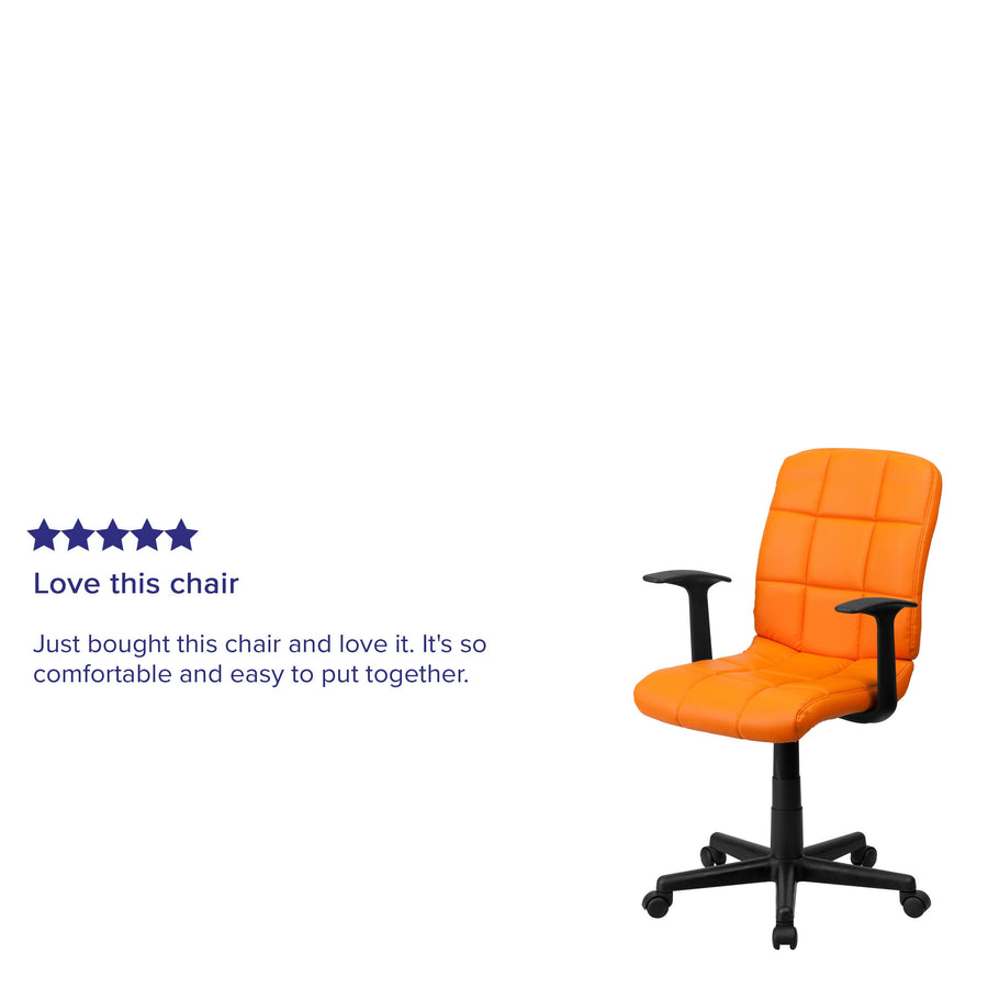 Mid-Back Quilted Vinyl Swivel Task Office Chair with Arms